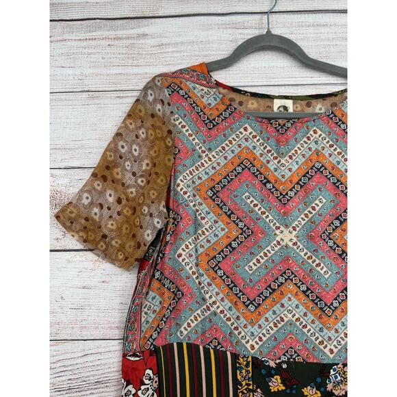 Tiny Anthropologie BOHO Mixed Print Mini Dress Women's S Multicolor NEW - Picture 3 of 12